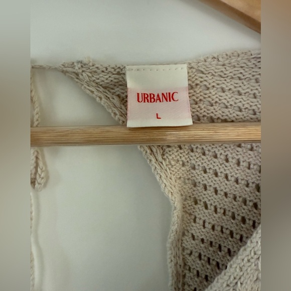 Urbanic Keyhole Back Pointelle-Knit Cropped Sweater, size large. - Picture 5 of 5